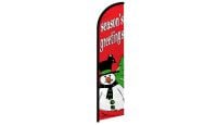 Season's Greetings Snowman Superknit Polyester Windless Flag Size 11.5ft by 2.5ft