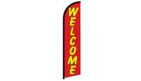 Welcome Red & Yellow Superknit Polyester Windless Flag Size 11.5ft by 2.5ft