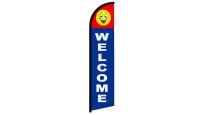 Welcome Happy Face Superknit Polyester Windless Flag Size 11.5ft by 2.5ft