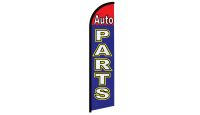 Auto Parts Red & Blue Superknit Polyester Windless Flag Size 11.5ft by 2.5ft