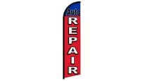 Auto Repair Red & Blue Superknit Polyester Windless Flag Size 11.5ft by 2.5ft