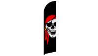 Red Bandana Jolly Roger Superknit Polyester Windless Flag Size 11.5ft by 2.5ft