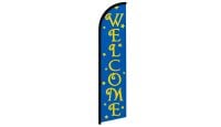 Welcome Stars Blue Superknit Polyester Windless Flag Size 11.5ft by 2.5ft