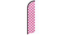 Pink & White Checkered Superknit Polyester Windless Flag Size 11.5ft by 2.5ft