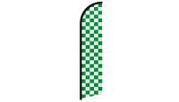 Green & White Checkered Superknit Polyester Windless Flag Size 11.5ft by 2.5ft
