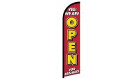 Yes! We Are Open Superknit Polyester Windless Flag Size 11.5ft by 2.5ft