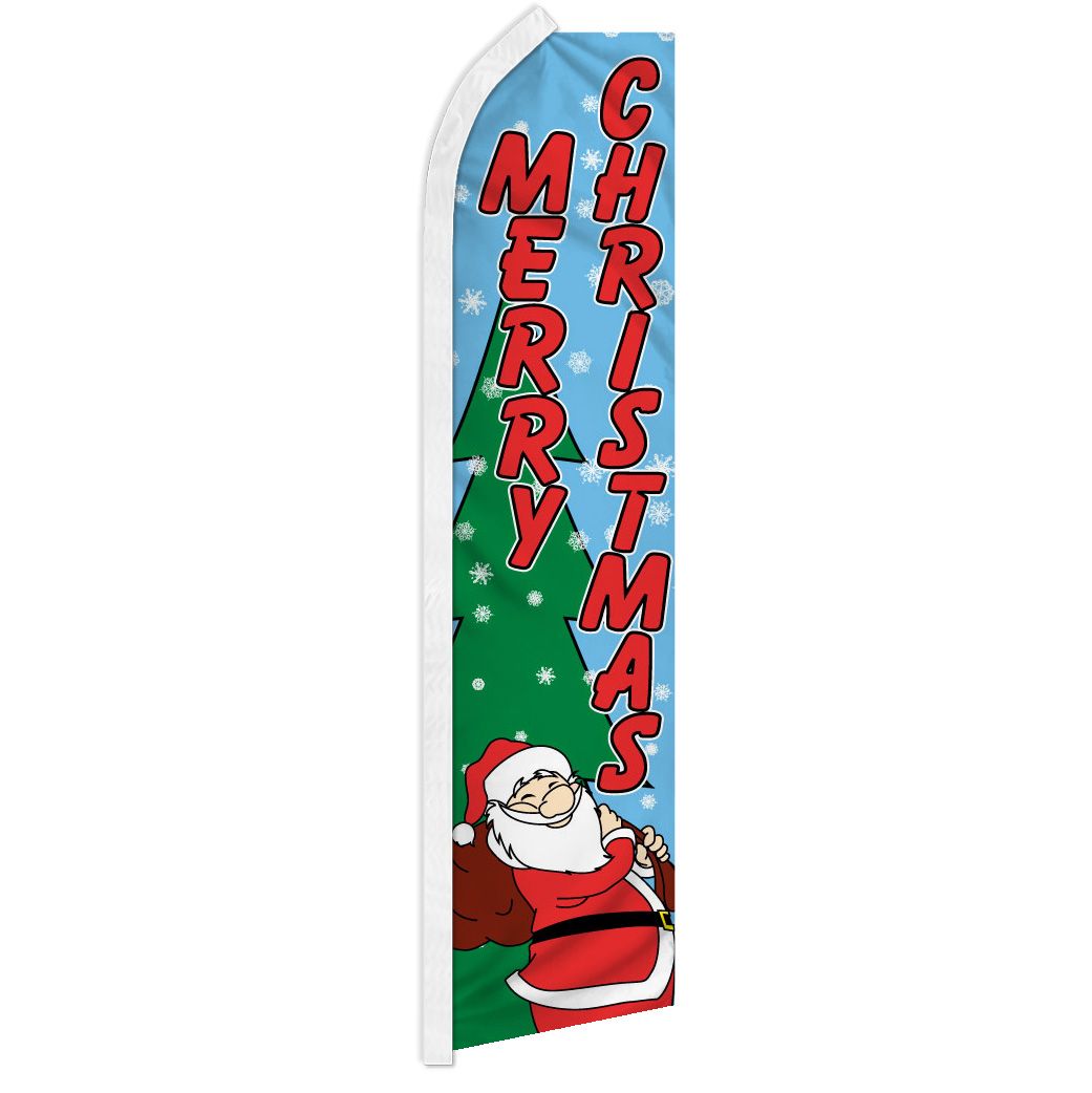 Ho Ho Ho Merry Christmas Santa Green Swooper Super Feather Advertising Flag 