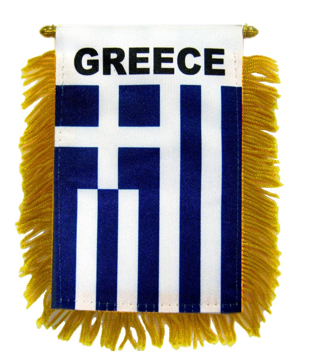 Greece Greek Mini Banner Flag Flags Cars and Home Window Rearview Mirror Country 