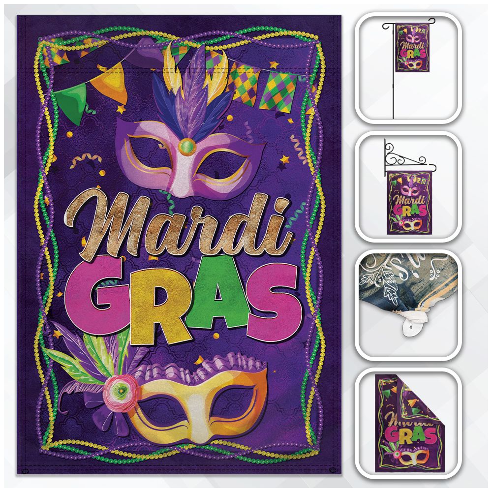 MARDI GRAS Feather Flag New Orleans Super Party Beads Mask 