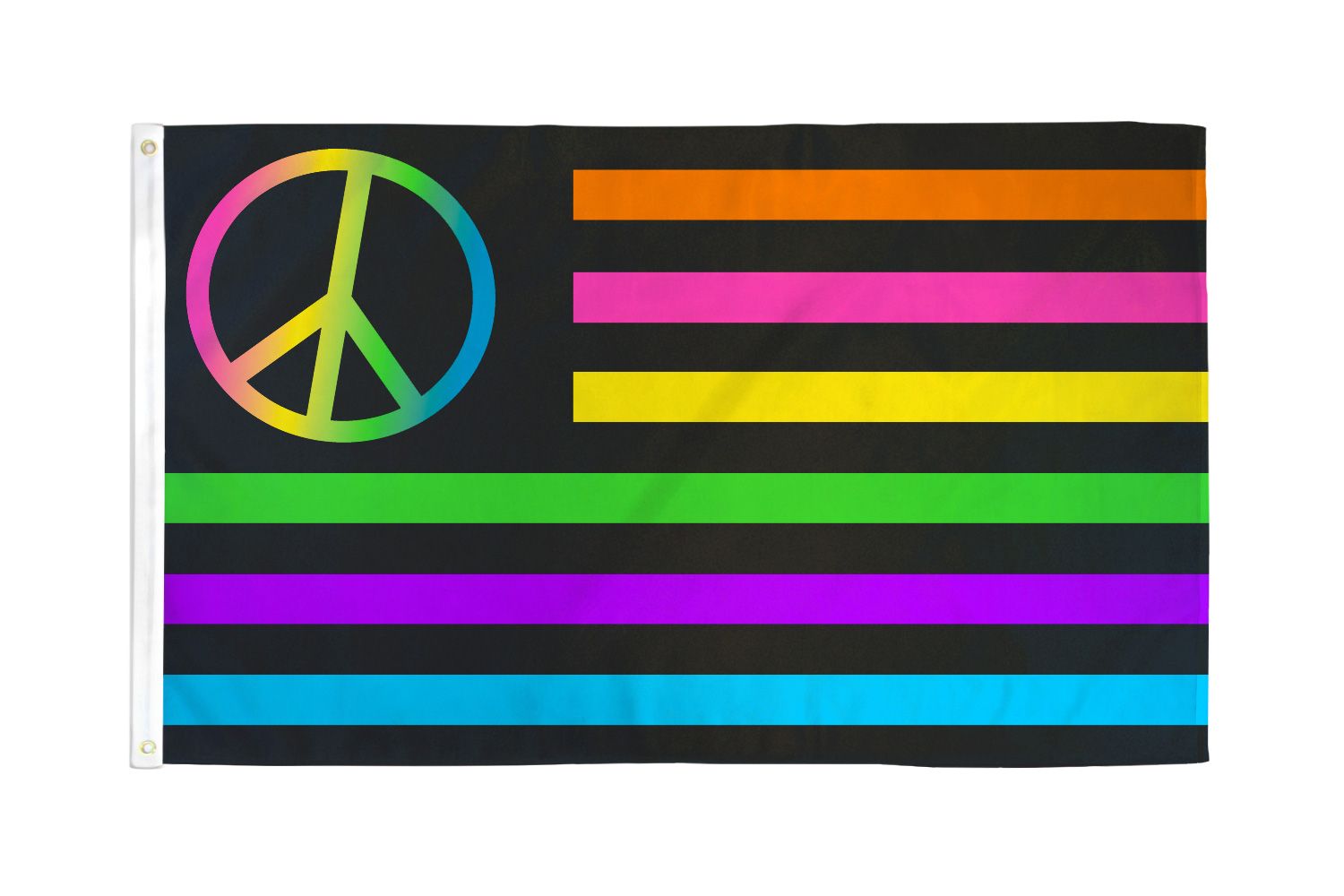 6 Ft Spinning Tangle Free Pole Bracket Rainbow Peace Sign 3 x 5 FT Flag 