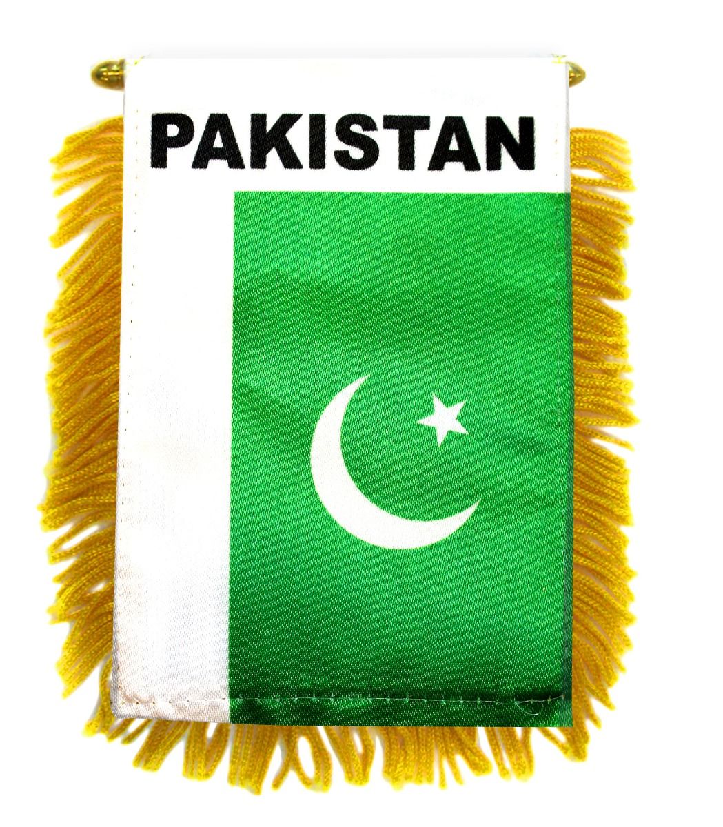 PAKISTAN FLAG MINI BANNER 4"x6" CAR WINDOW MIRROR NEW 