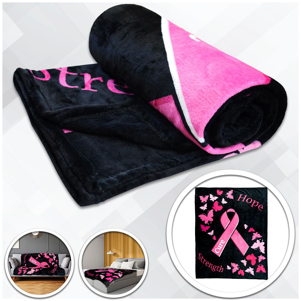 Pink Ribbon Hope Soft Plush 50x60in Blanket
