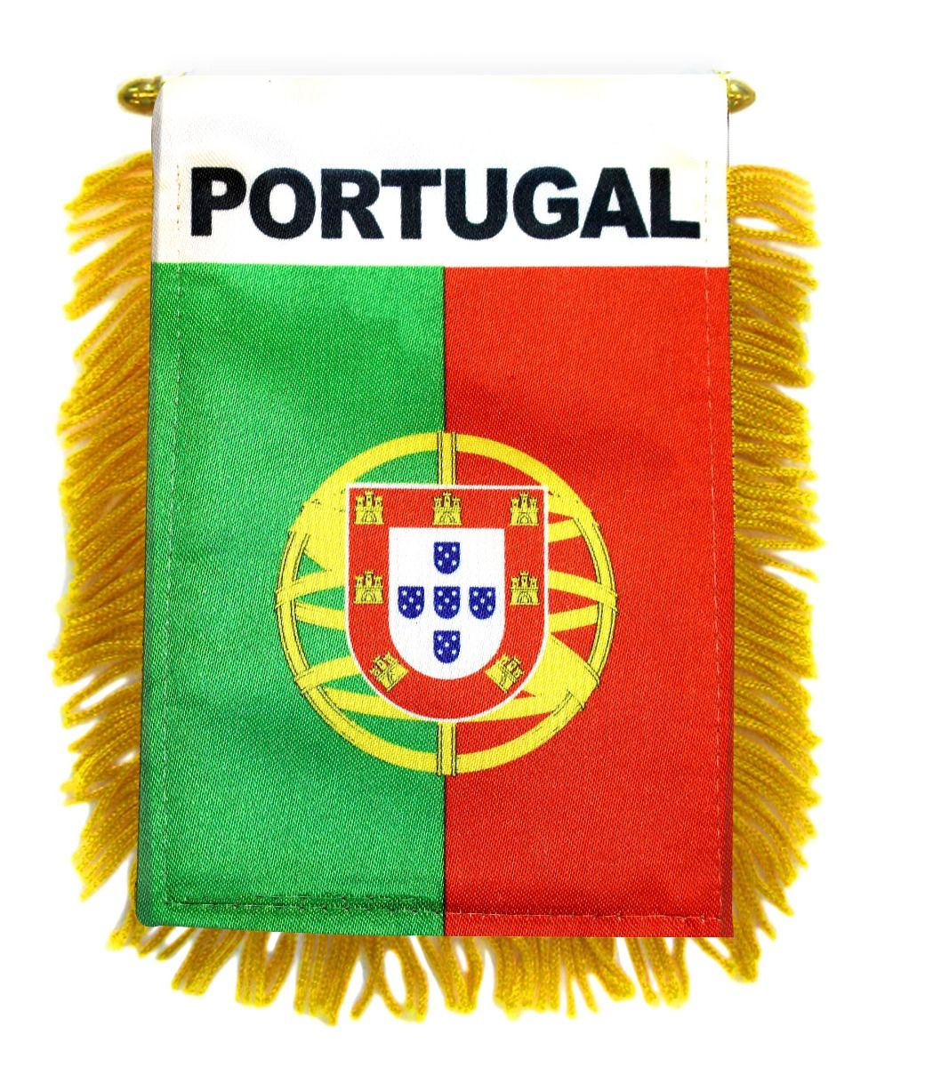 PORTUGAL FLAG MINI BANNER 4"x6" CAR WINDOW MIRROR NEW 