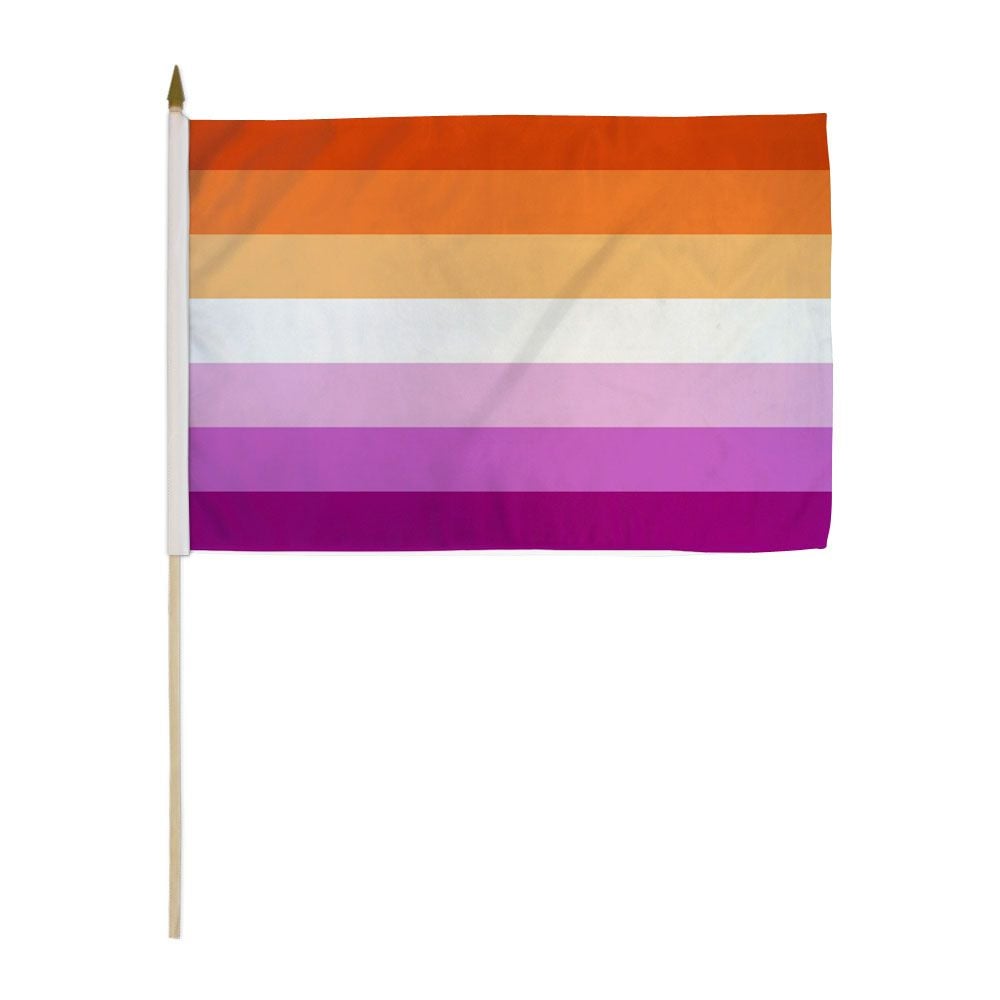 12x18 12"x18" Wholesale Lot of 6 Rainbow Stripes Gay Pride Stick Flag 24" Staff 