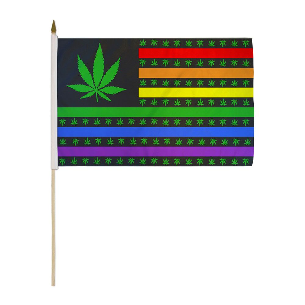 1000 Flags Marijuana USA Rainbow Heart Flag 5x3 