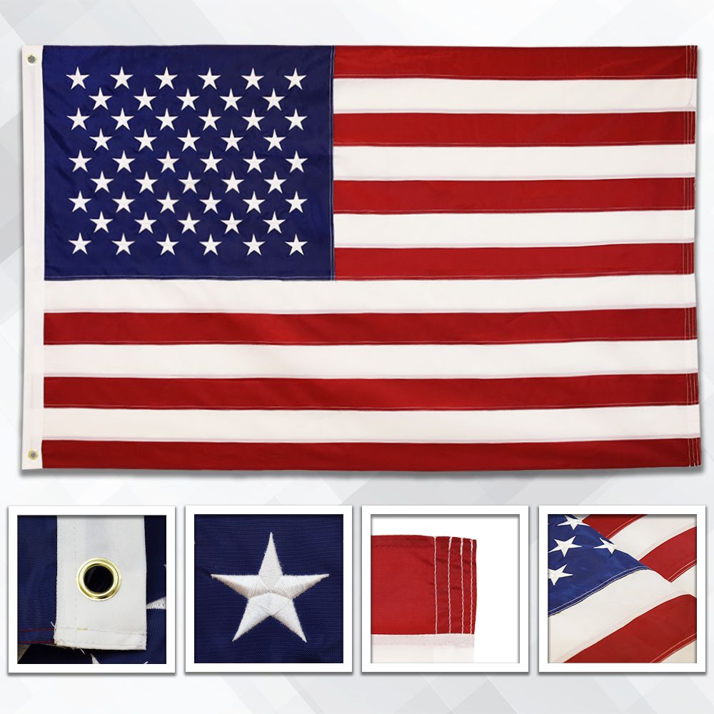 US American Embroidery Flag 3X2FT 5X3FT 6X4FT 8X5FT 10X6FT Banner 