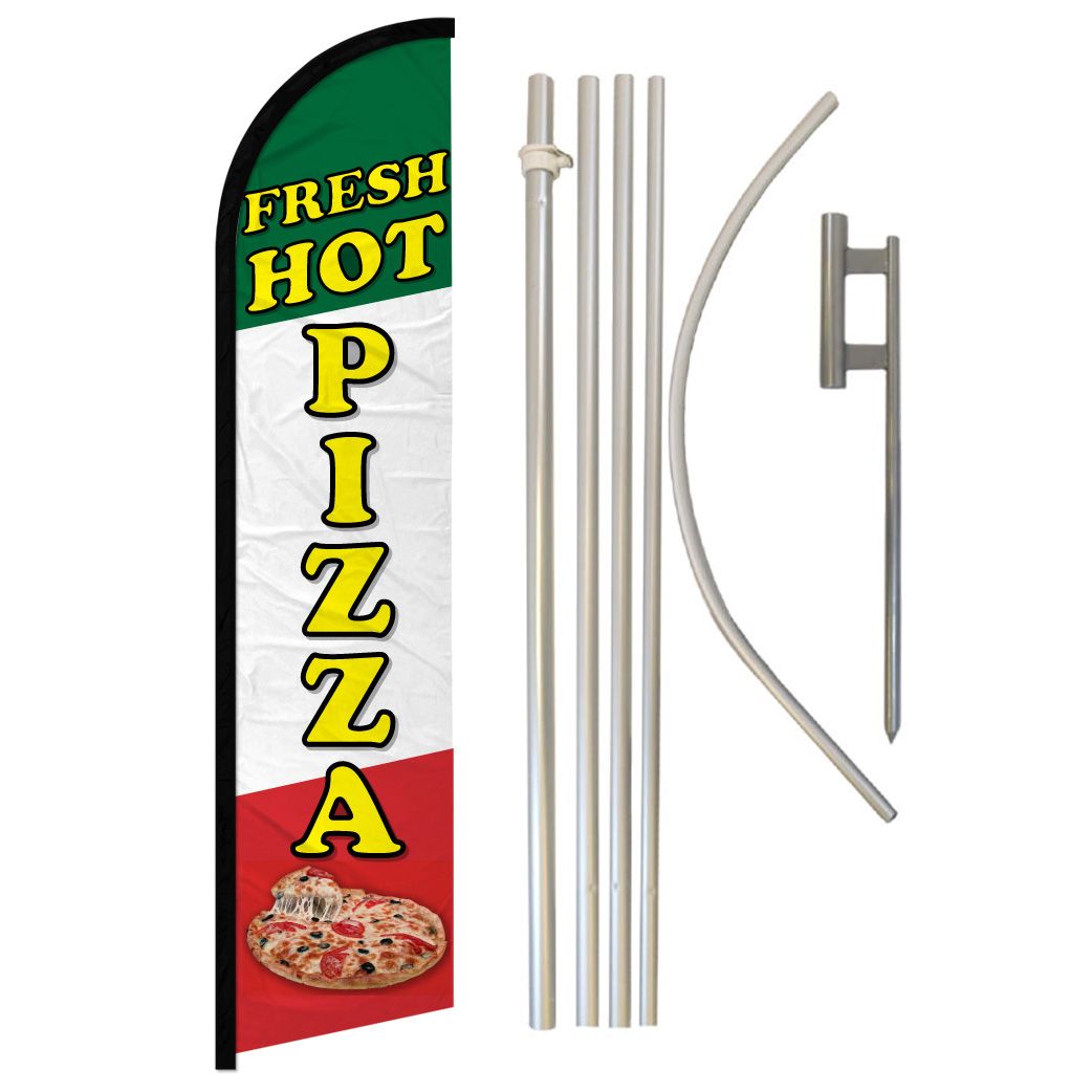 Advertising Sign Swooper Feather Banner Flag & Pole Only PIZZA FRESH HOT 
