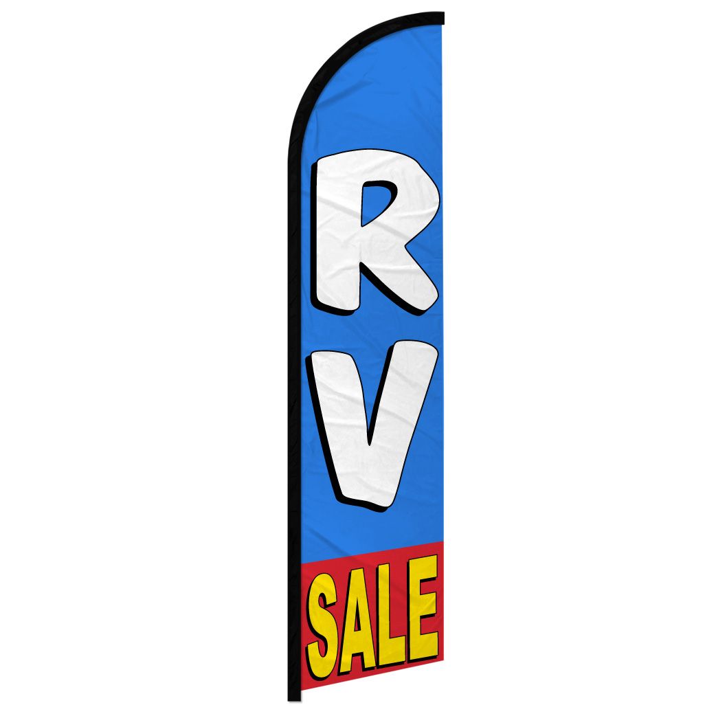 Camper Sale Full Curve Swooper Windless Advertising Flag RV Sale Winnebago Sale 