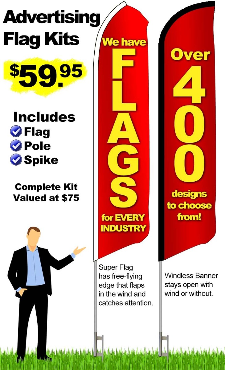 Big Sale 15' Tall Swooper Flag & Pole Kit Feather Super Bow Banner 