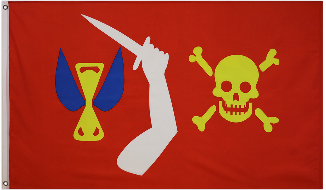 Pirate Flag 3ft x 5ft Polyester Poteau Death Zone Edward Teach Blood Drunk 